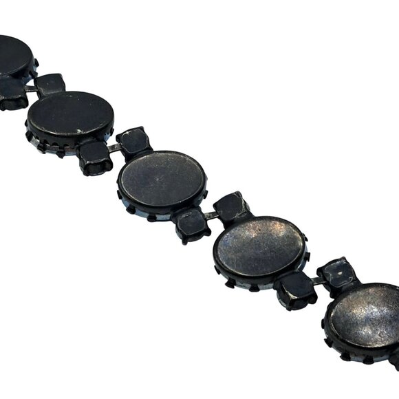 Vintage Regency Rhinestone Bracelet Blue Aurora Borealis Baroque Pearl Unsigned - Picture 12 of 14